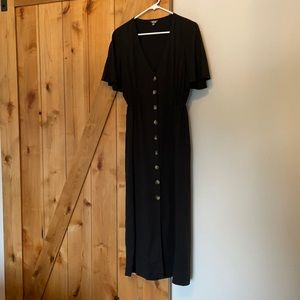 Jolie black button up midi dress